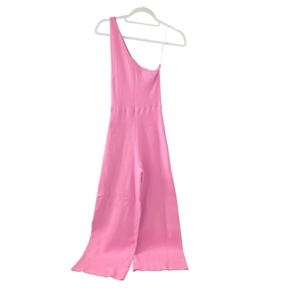 Free People Beach Pink One Shoulder Knit Jumpsuit Women’s Size Small NWT - Picture 3 of 6